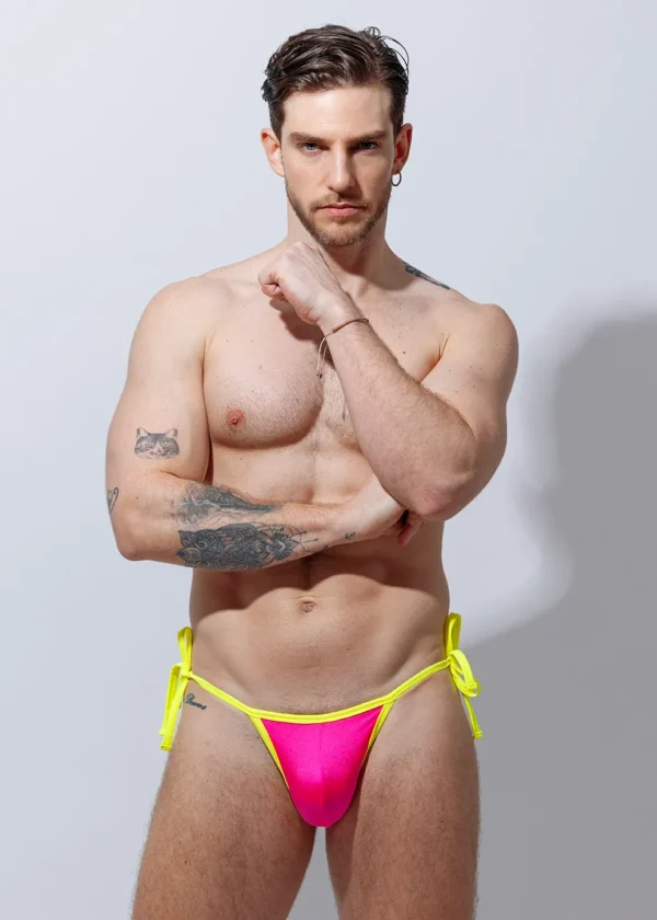 Pink bow bikini thong.