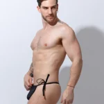 Black bow bikini thong.