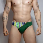 Two-tone Green Striped Swimsuit