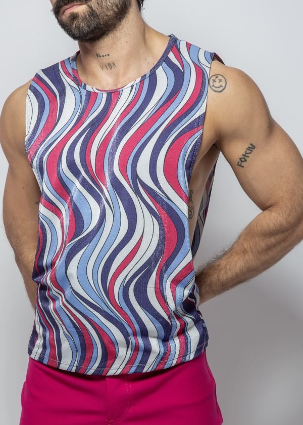 Camiseta abierta print Azul