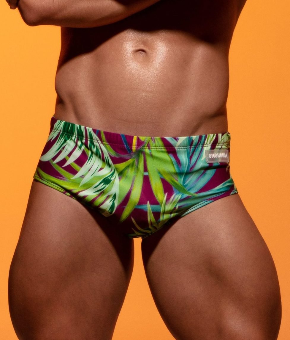 Bañador ancho floral verde