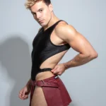 Falda cinturón efecto cuero ROJO