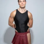 Falda cinturón efecto cuero ROJO