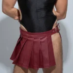 Falda cinturón efecto cuero ROJO