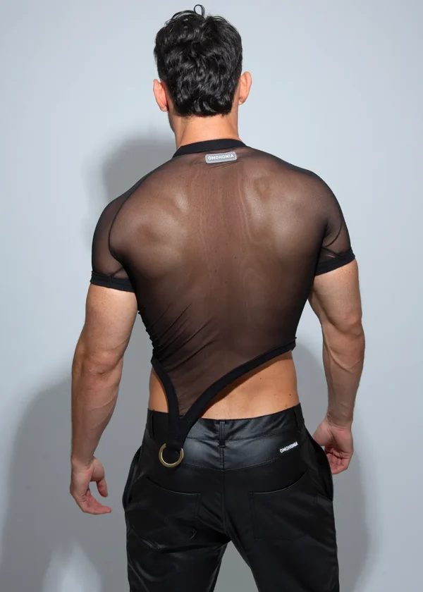 Mesh T-shirt with metal hoop