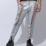 Pantalón cuerda Blanco plata.