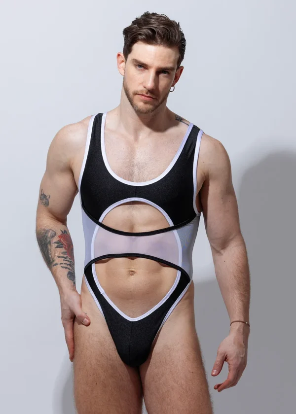 Trikini Bodysuit negro blanco.