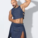 Falda larga azul vaquero