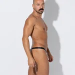 Tanga negro metálico efecto cuero
