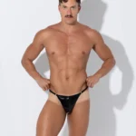 Thong String vinilo negro