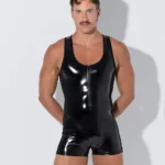 Black patent charol singlet