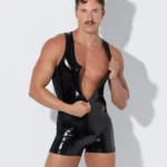 Black patent charol singlet