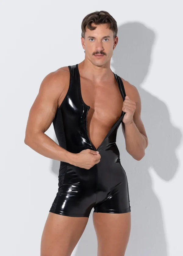 Black patent charol singlet
