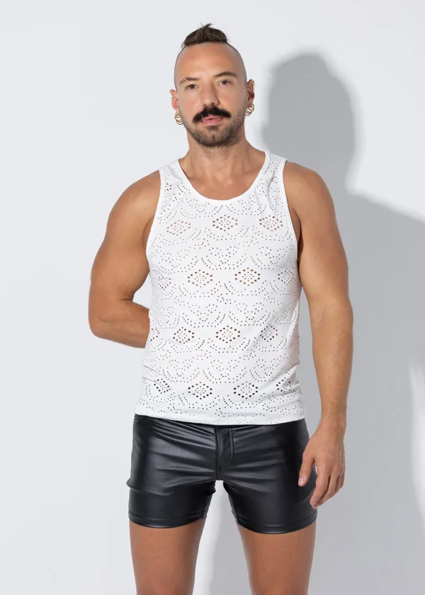 White mesh tank top